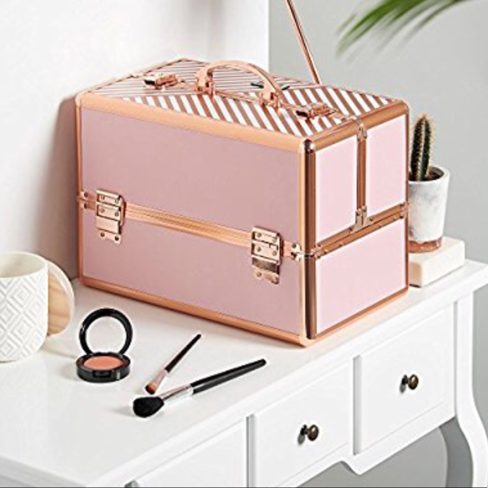 BEAUTIFY Blush Pink/Rose Gold Makeup Organizer